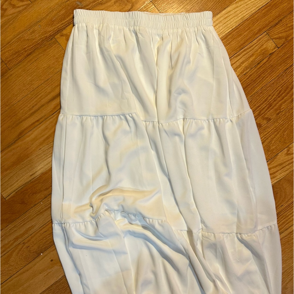 white tiered maxi skirt